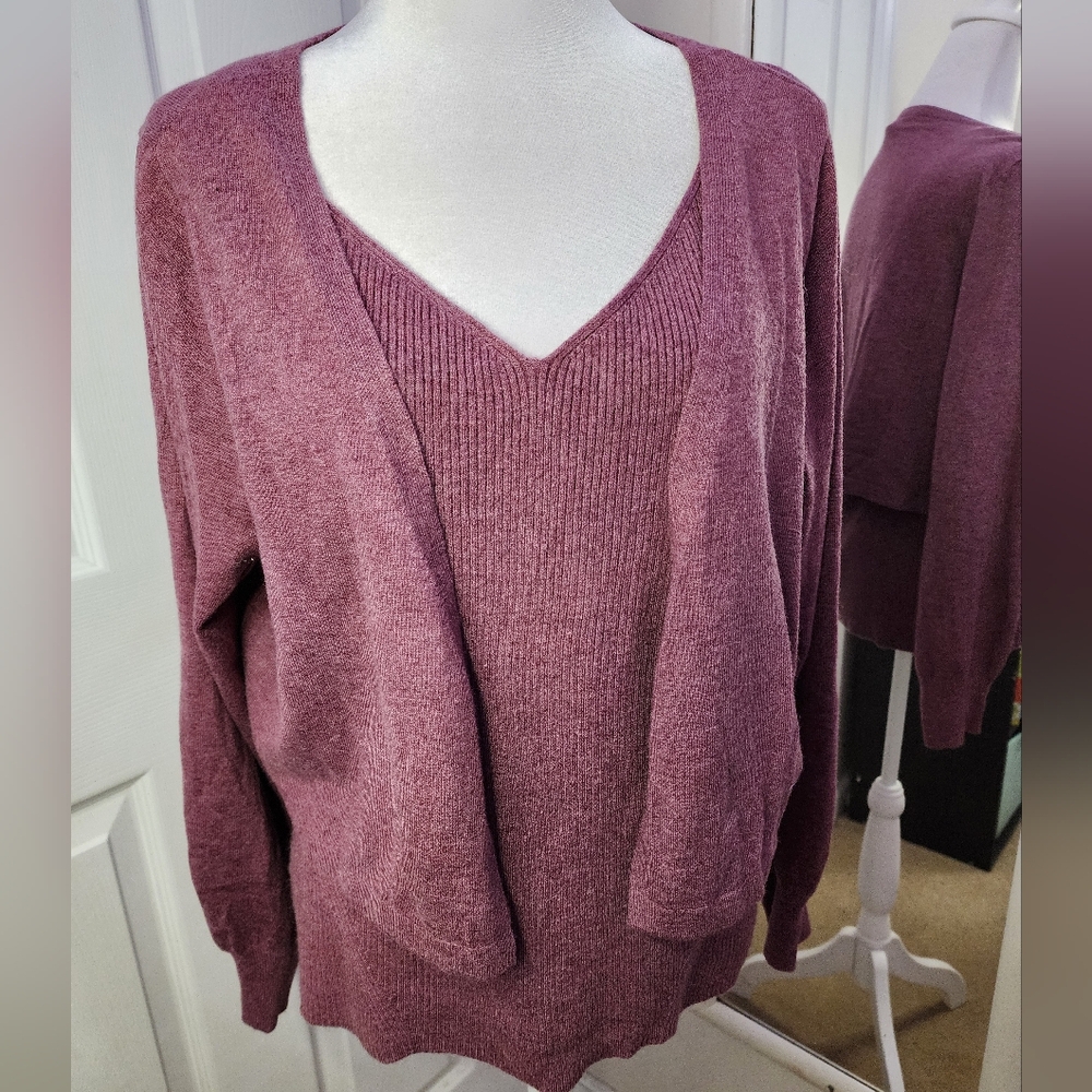 💞3/$24💞 Women's Terra & Sky Purple Sweater Set Size 14W